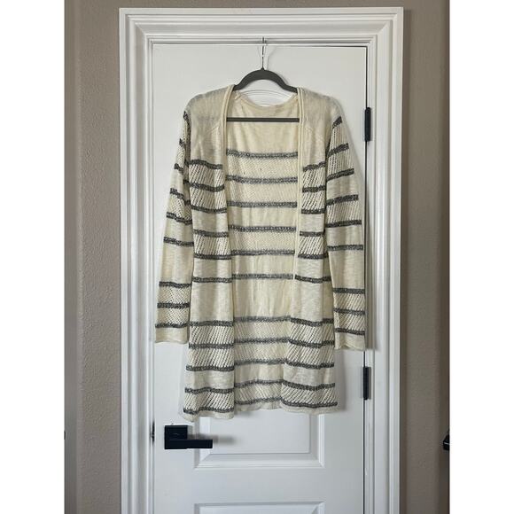 Long Stripped Open Front Cardigan Medium Large - Picture 2 of 4